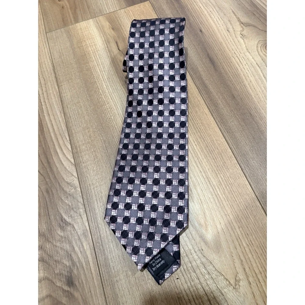 Probto Uomo Men's Silk Tie Pink Gray Designer‎ Business Interview